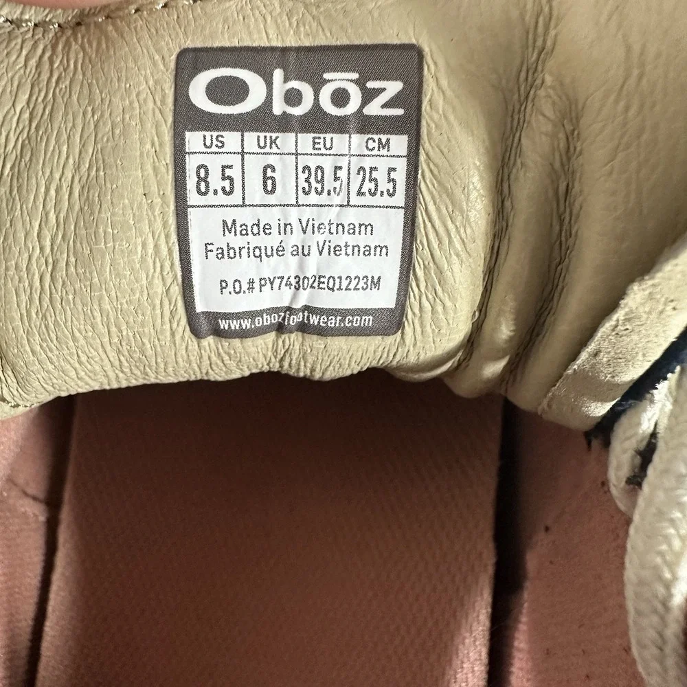 Oboz Emma Low Hiking Shoes Suede Tan Blue Outdoors Sporty Women's Size 8.5